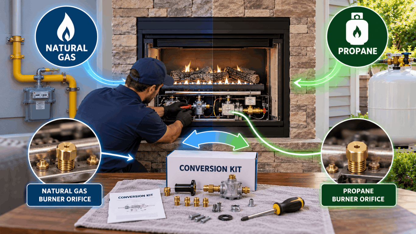 Can You Convert a Fireplace From One Fuel to the Other? converting a fireplace from natural gas to propane