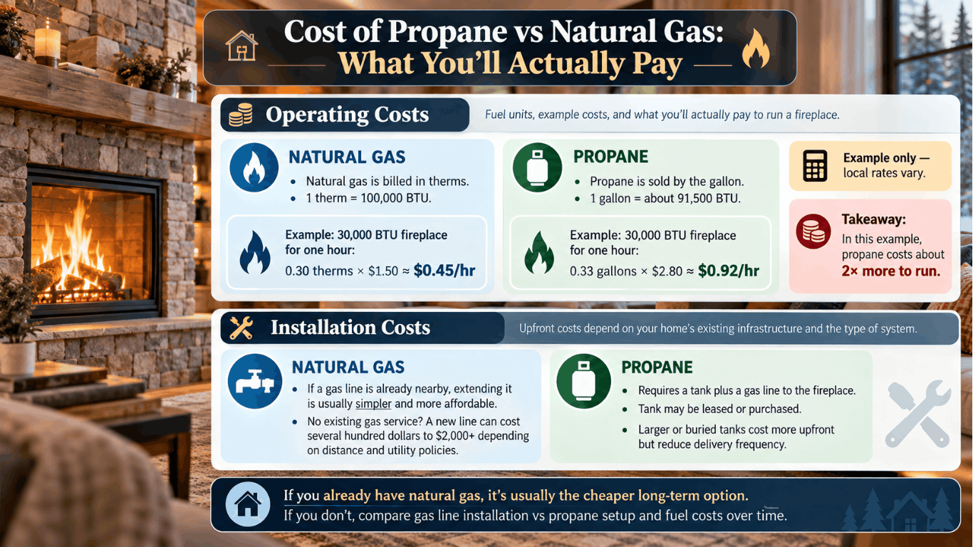 Cost of Propane vs Natural Gas: What You'll Actually Pay cost of propane vs natural gas for a fireplace