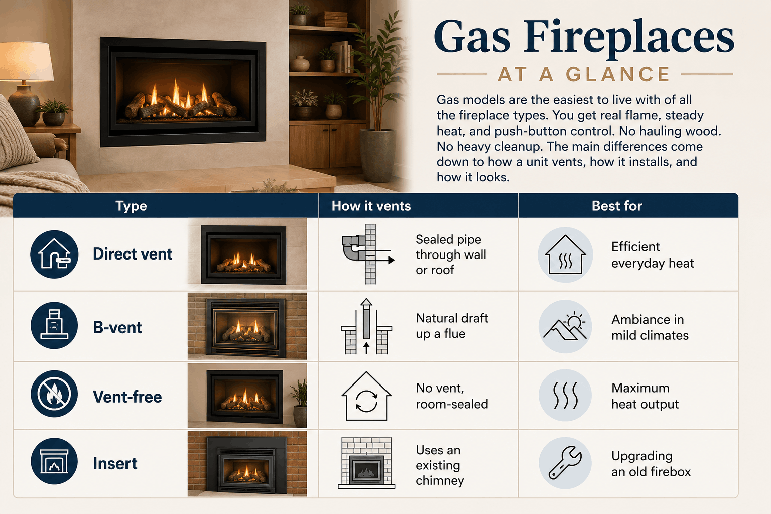 Gas Fireplaces At A Glance