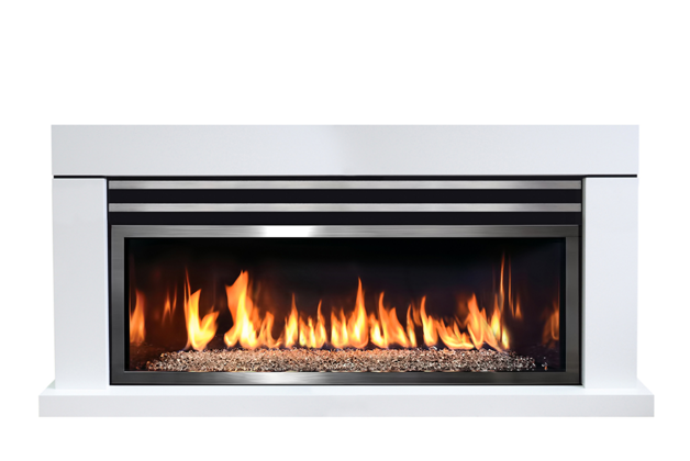 Modern linear fireplace,