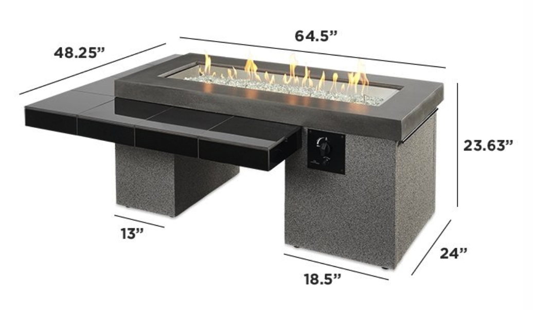 Outdoor Greatroom Black Uptown Linear Gas Fire Pit Table Embers