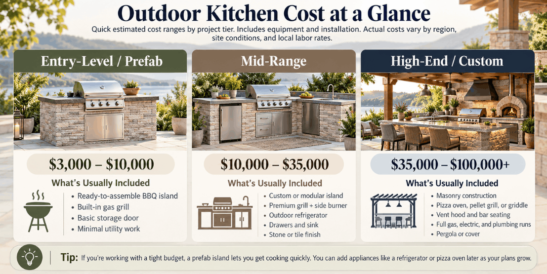 Outdoor Kitchen Cost at a Glance outdoor kitchen cost at a glance by build tier