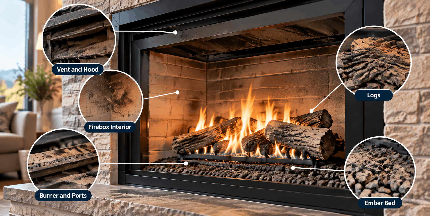 what gets dirty inside a gas fireplace